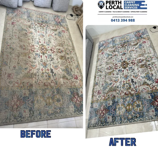 Decorative rug cleaning — before and after